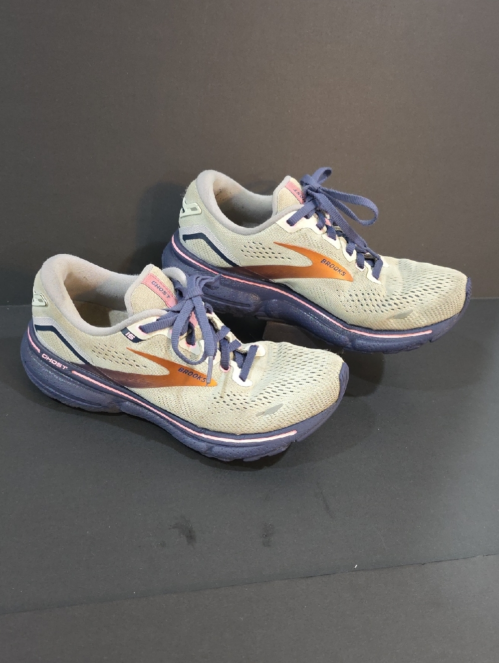 Brooks Ghost 15 Womens Running Shoes - Beige, Purple & Pink Size 6.5